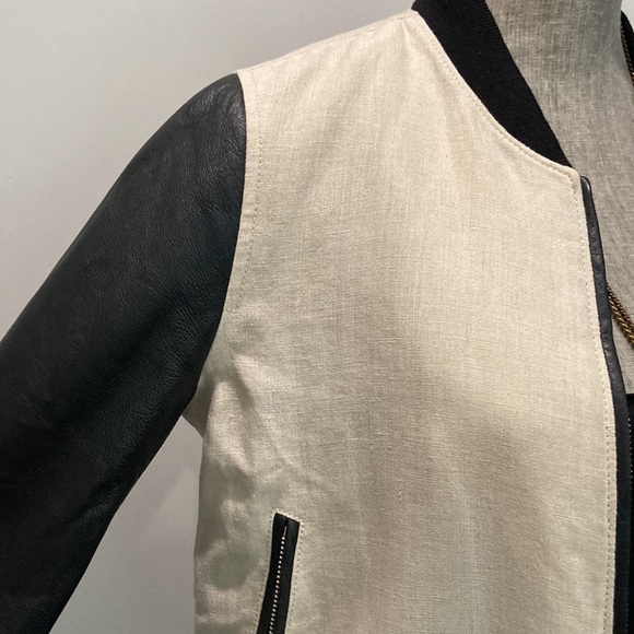 Club Monaco Linen Leather Bomber Jacket - Picture 8 of 15